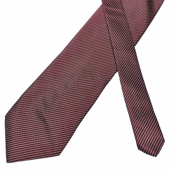 Ermenegildo zegna Silk Tie Necktie Red White Woven Geometric Italy - Picture 1 of 7